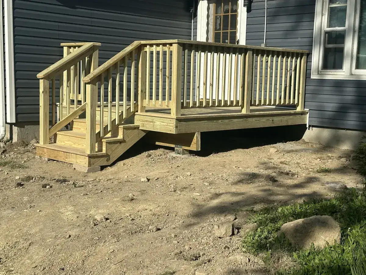 New wood deck and stairs built at a home in Wallkill, NY